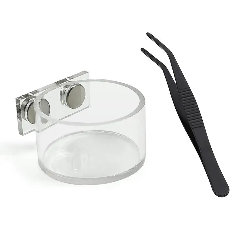 New Reptile Feeding Dish Set Mini Magnetic Food Water Bowl With Feeding Clip For Spider Manti Cricket Enclosure Accessories