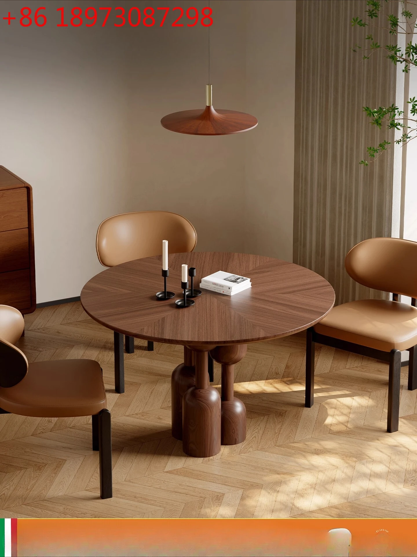 

Medieval style solid wood dining table restaurant design oak round table household dining table