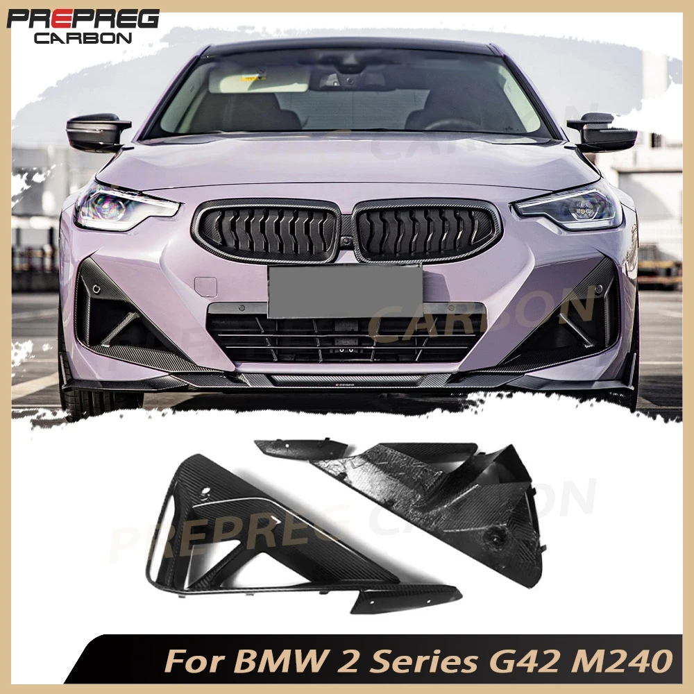 

Dry Carbon Fiber Front Bumper Air Intake Vent Canards Splitter For BMW 2 Series G42 M240 2022+ Vent Frame Fender Cover Body Kit