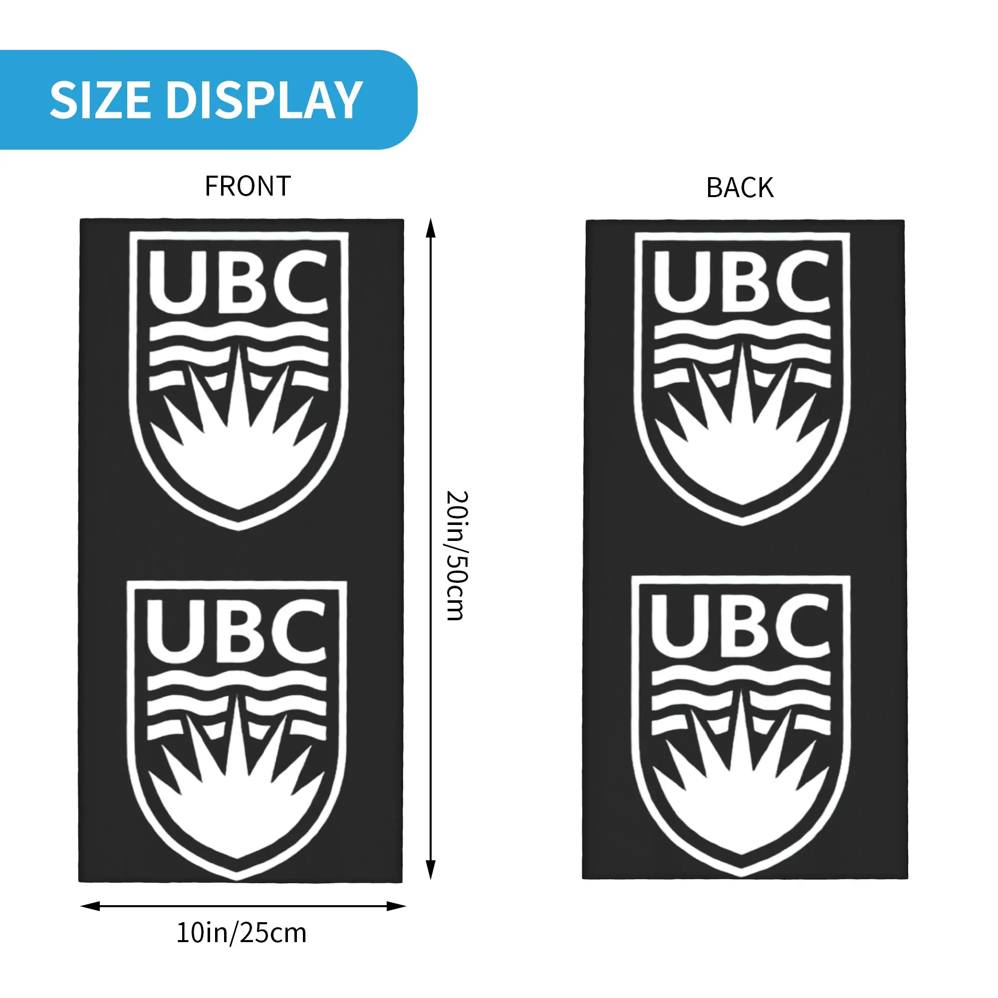 مخصص كندا UBC شعار باندانا الرقبة الجراب للتزلج الجري الرجال النساء التفاف وشاح جامعة كولومبيا البريطانية بالاكلافا أكثر دفئا
