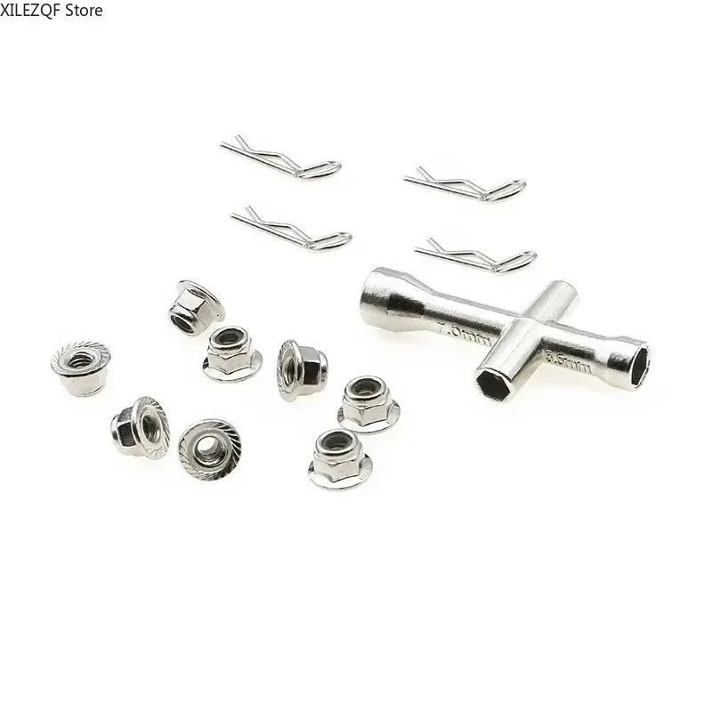 1 set Metal M4 Flange Lock Nuts Anti-skip Hex Wheel Adapter For 1/10 1/8 1/14 RC Car Truck CrawlerHSP SCX10