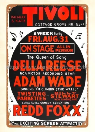 1962 Della Reese, Billy Stewart, Redd Foxx Chicago Concert metal tin sign