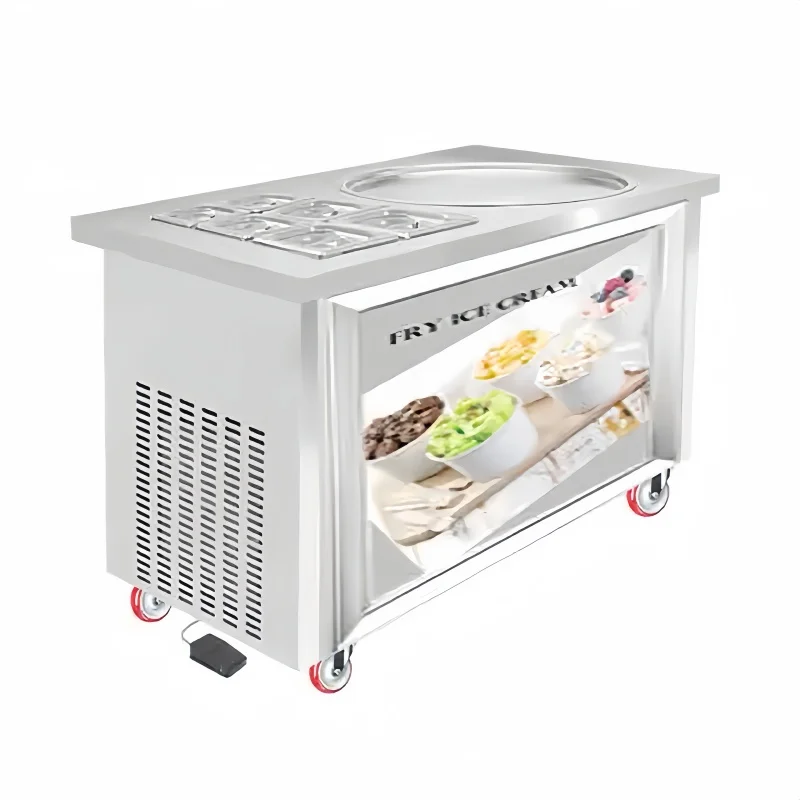 حار بيع معدات لفة الآيس كريم آلة الزبادي المقلي آلة الآيس كريم لفة