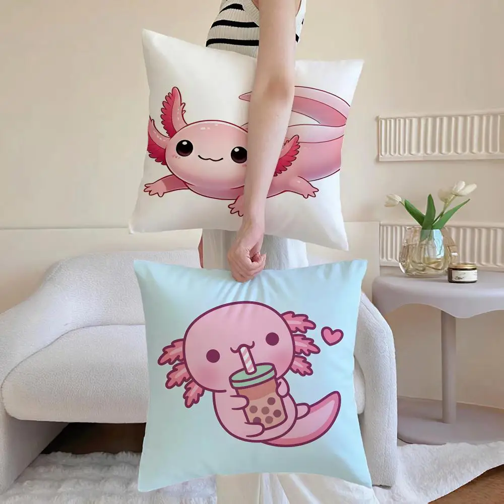 amphibian pet A-Axolotl Cushion Cover Washable Faux Linen Cover Modern Lightweight for Living Room Sofa