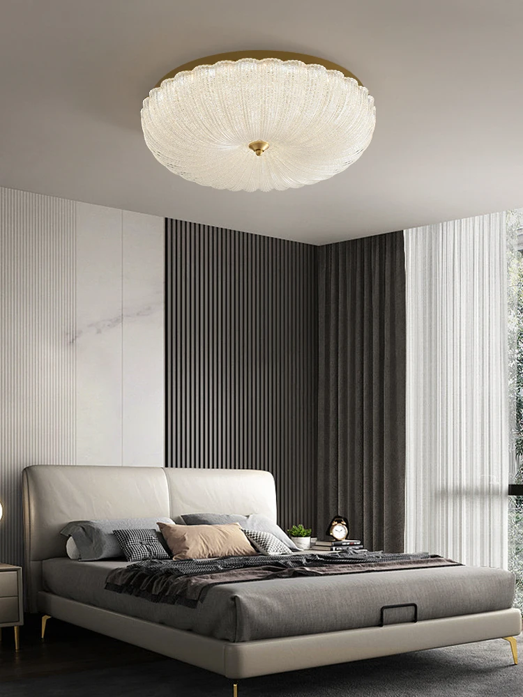 Modern cream ceiling lamp all copper glass flower porch restaurant light in the bedroom warm romantic lovely cloud lamp