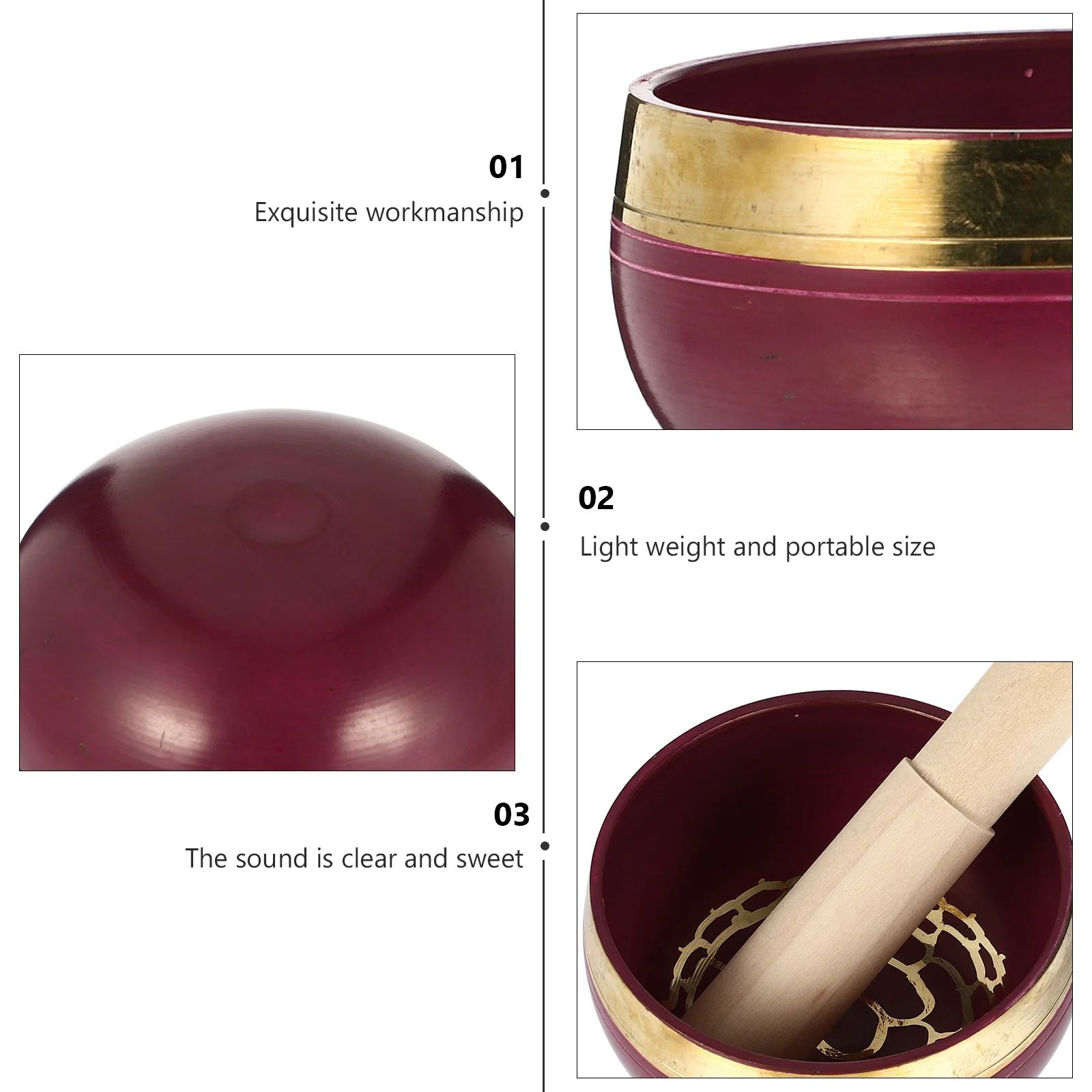 

1Set Buddha Copper Singing Bowl for Meditation Yoga Relaxation Sound Healing Therapy Set Copper Meditation Bowl