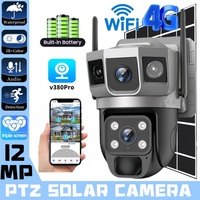 V380 Pro 12MP Solar 4G/WIFI IP Camera CCTV Two Lens Three Screen Auto Tracking Outdoor 6K Security Surveillance PTZ Camera