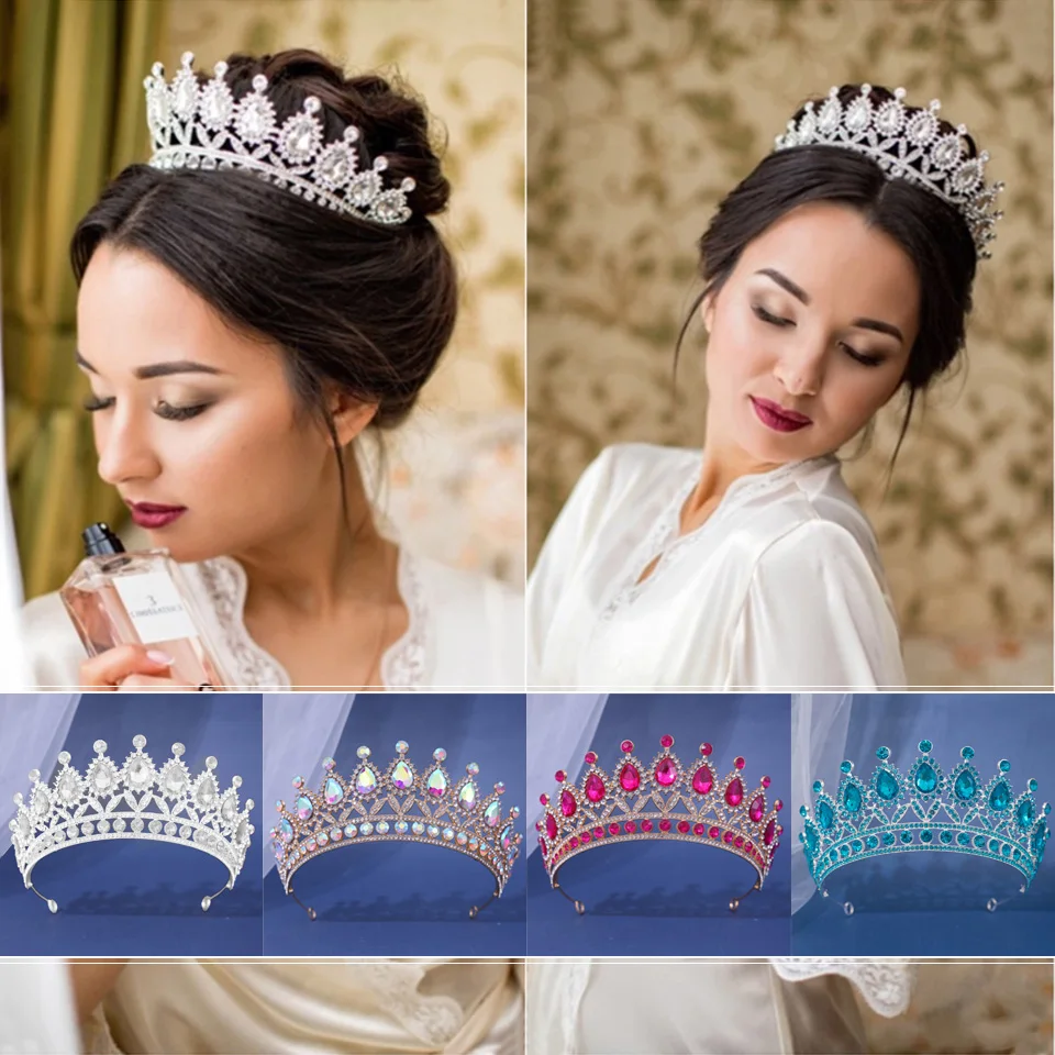 High-End Luxe Bruiloft Bruids Tiara Kroon Kristal Diadeem Voor Vrouwen Haarversieringen Hoofd Sieraden Accessoires