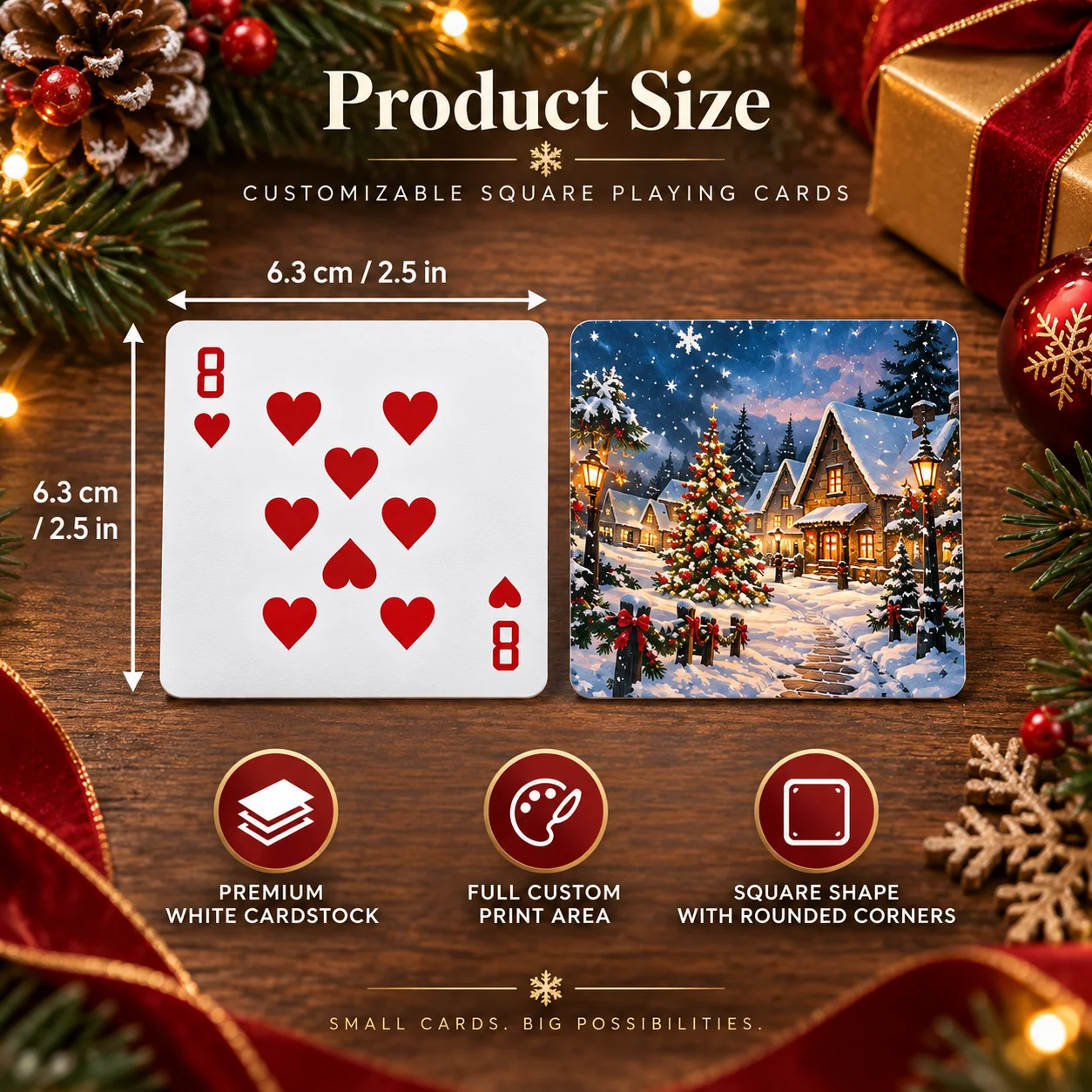 Custom White Cardboard Playing Cards Personalized Back Design Christmas Poker Deck for Holiday Party Game Gift