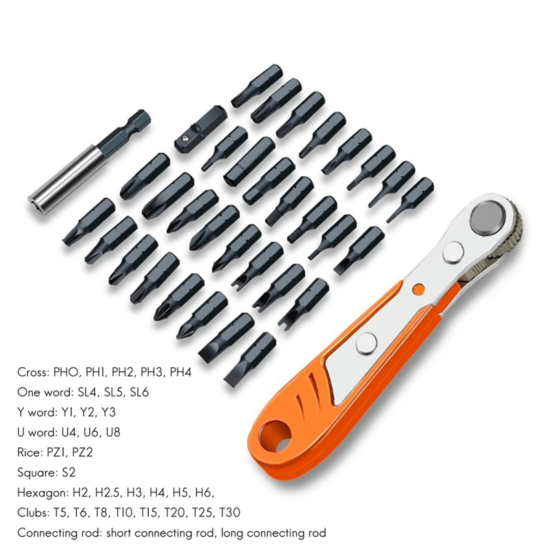 Two-Way Ratchet Screwdriver Combination Kit With 33 Screwdriver Head Right-Angle Corner Wrench Screwdriver Head Set Accessories