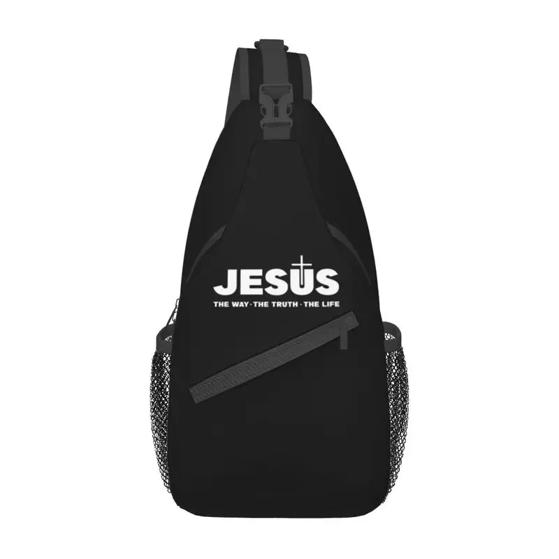 

The Way Truth Life Jesus Christ Crossbody Sling Backpack Men Christian Faith Shoulder Chest Bag for Cycling Camping Daypack