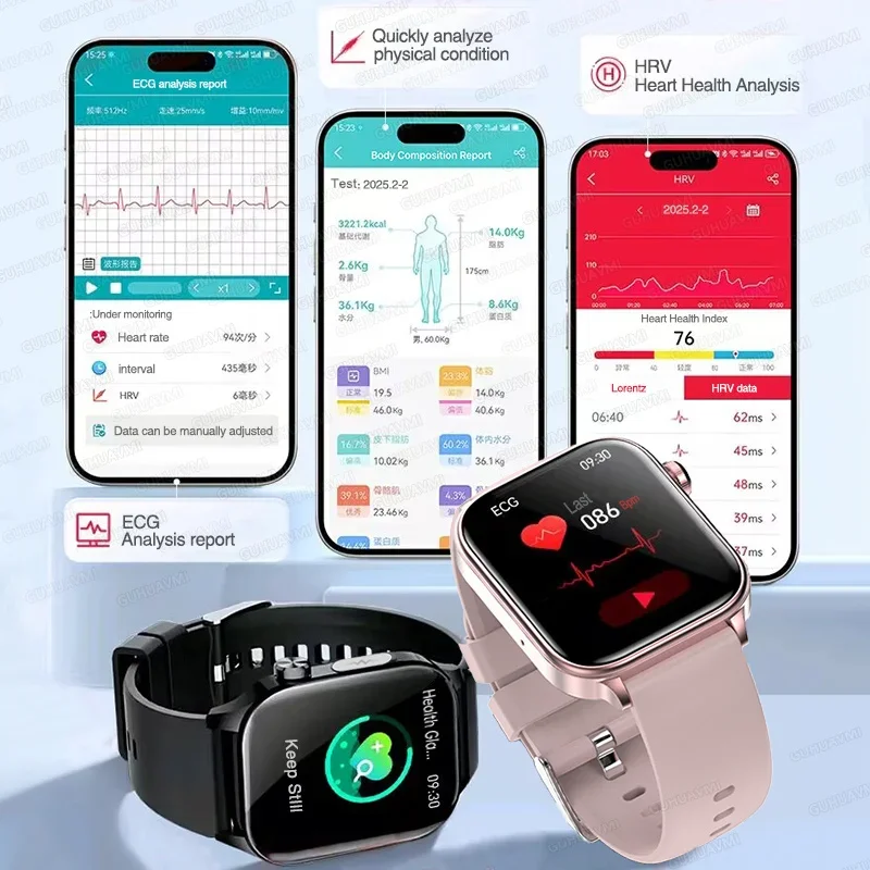 Xiaomi ECG + PPG AI สุขภาพวินิจฉัยสมาร์ทนาฬิกาผู้ชายผู้หญิงไขมันในเลือด BP Uric Acid Heart Rate Tracker สําหรับ Xiaomi smartwatch