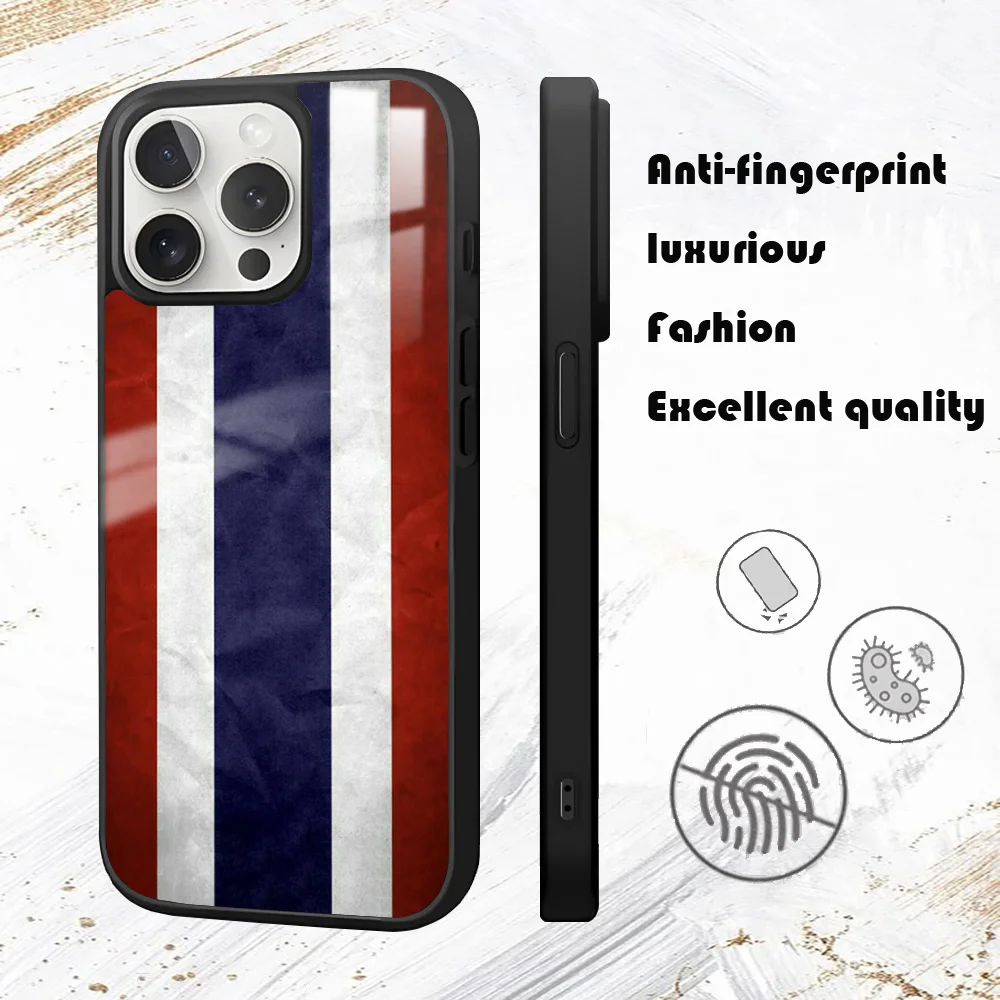 Thailand Flag Map Phone Case For iPhone 16 15 14 13 12 11 Pro Max Plus Mini PC Mirror Fashion  phone case