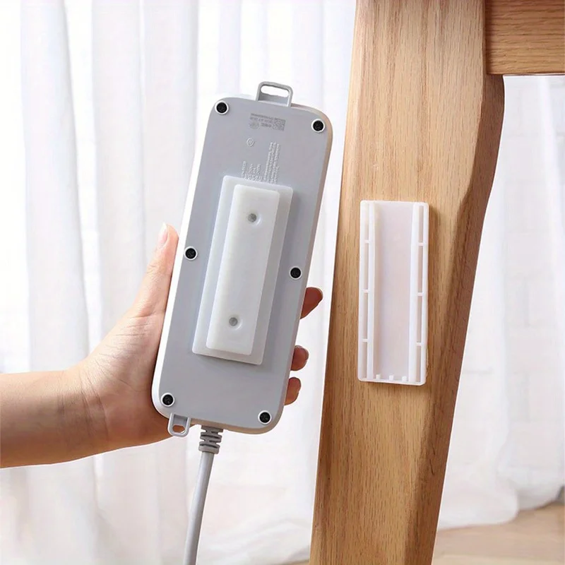 3sets Self-Adhesive Desktop Socket Fixer Cable Organizer Wall Hanging Power Strip Holder Fixator