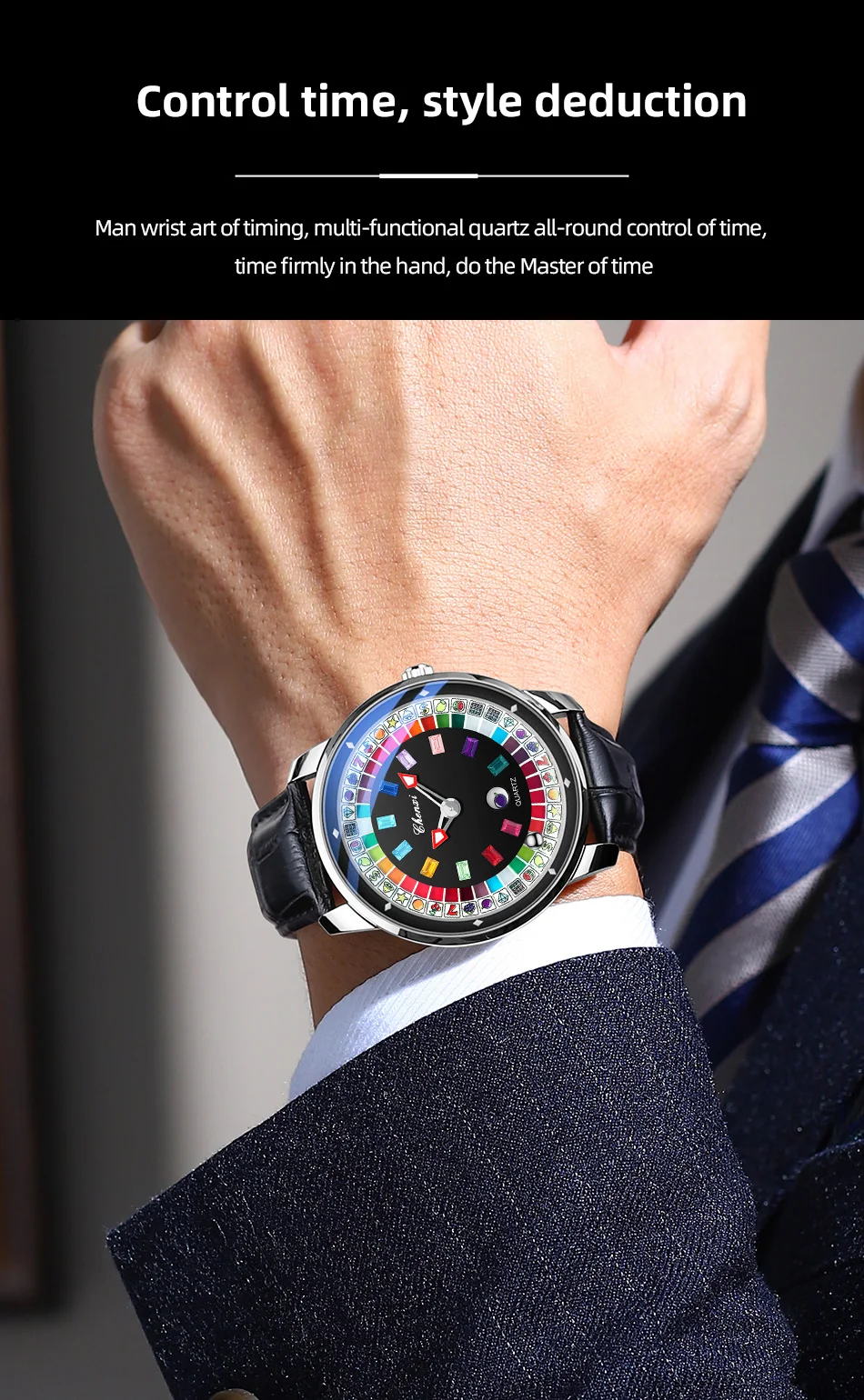 CHENXI 6362 Modische Quarzuhren für Herren, Kreatives Rotierendes Zifferblatt, Leuchtend, 30M Wasserdicht, Lässige Herren-Armbanduhr, Reloj Hombre – Detail 5