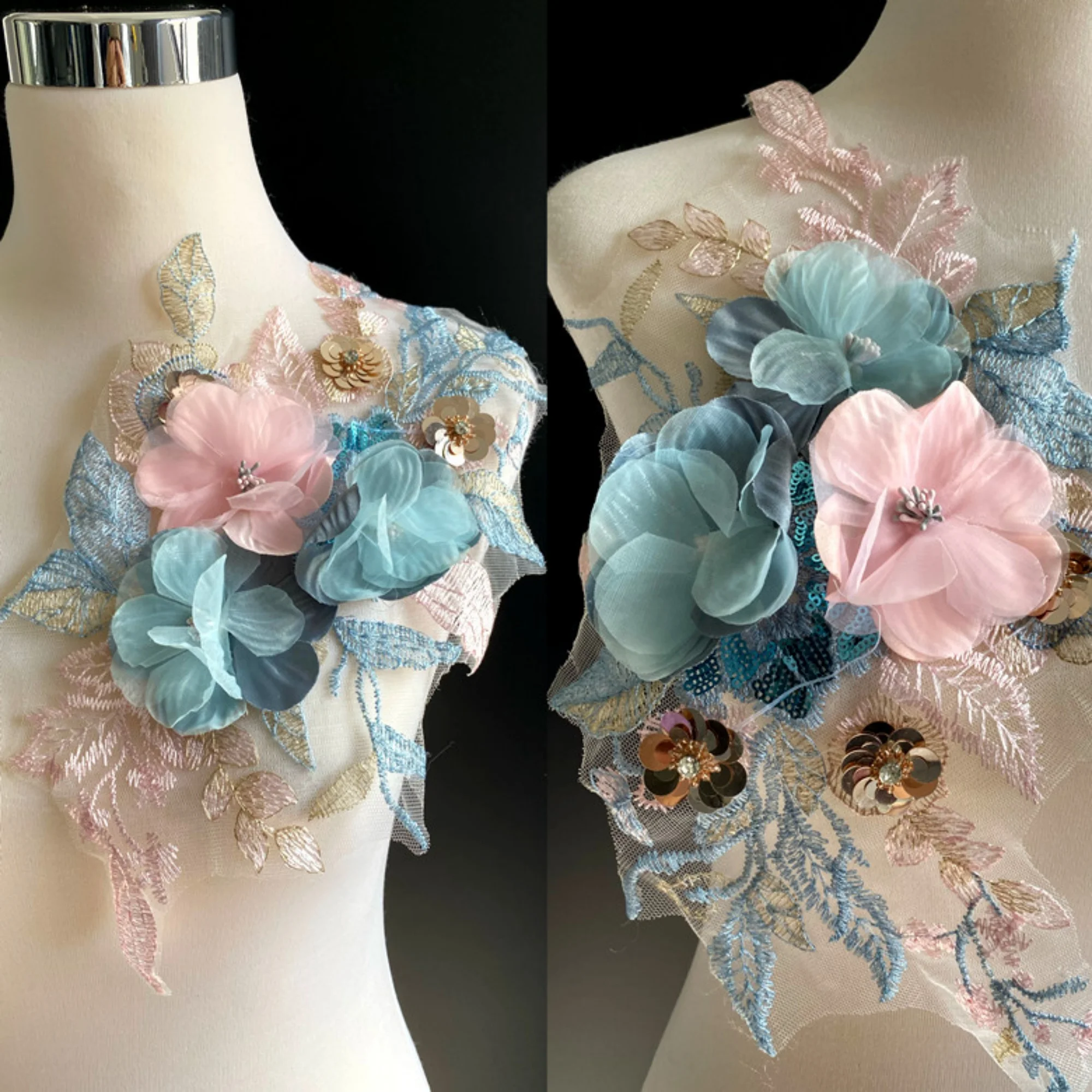 1 piece Appliques, sew on Embroidered Flowers,Patches For Wedding Supplies,Bridal Hair Flower,Headpiece