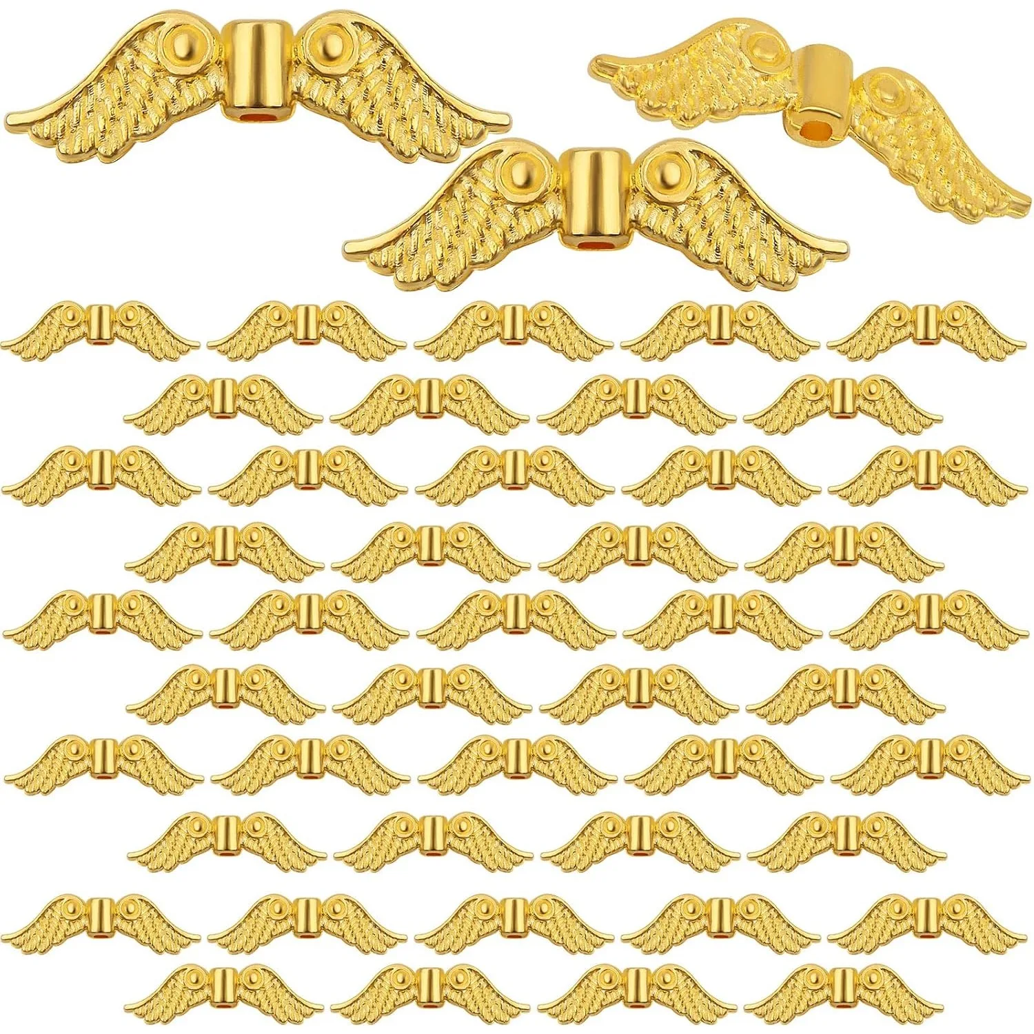 

60 Pieces Angel Wing Spacer Beads Alloy Angel Fairy Wing Charm Loose Beads for DIY Bracelet Jewelry Making Handmade Accessories