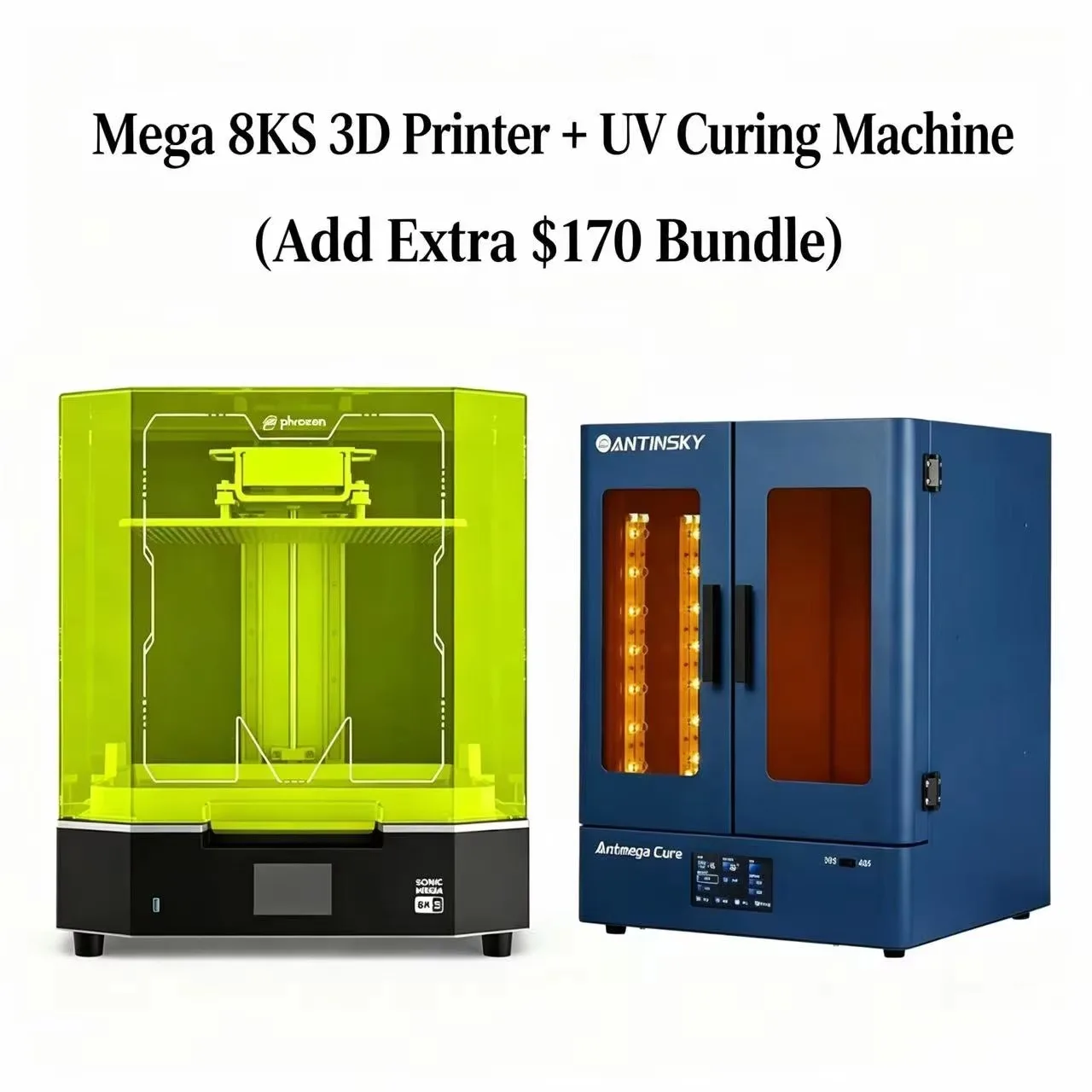 ANTINSKY Antmega Cure Large‑Format UV Post‑Curing Station 385+405nm Dual‑Wavelength 360° Rotary Turntable Resin Curing Box