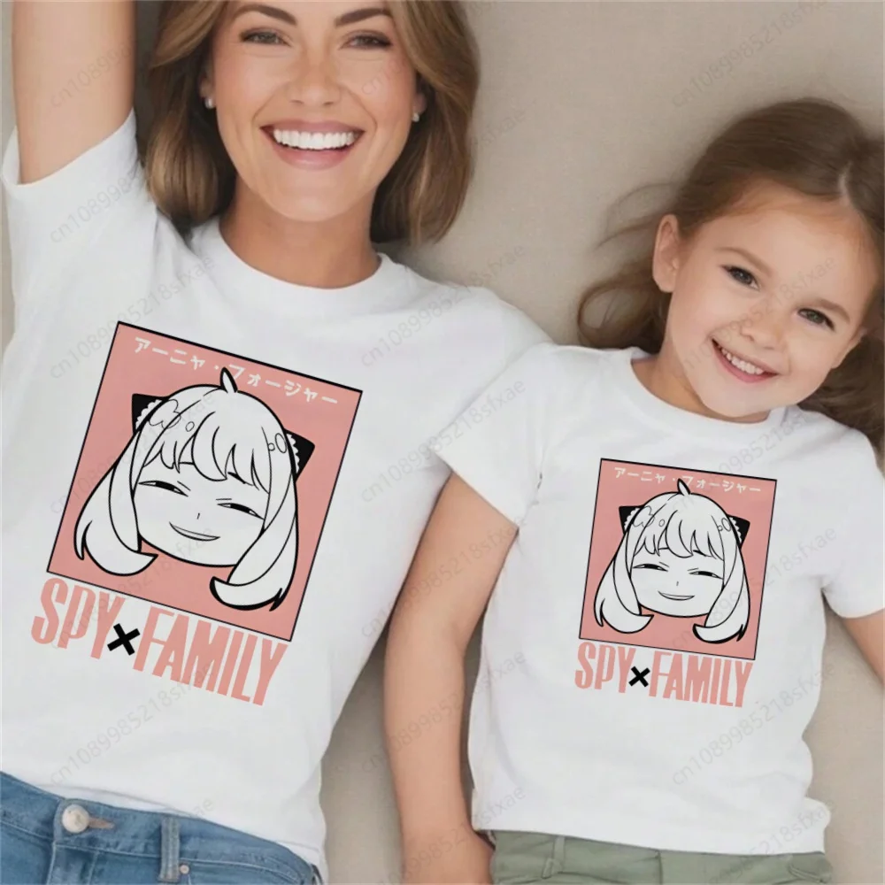 Kid Cute White Spy X Family T Shirt for Family Children Short Sleeve Clothing Funny Cartoon Party Top Boys and Girl Tshirt