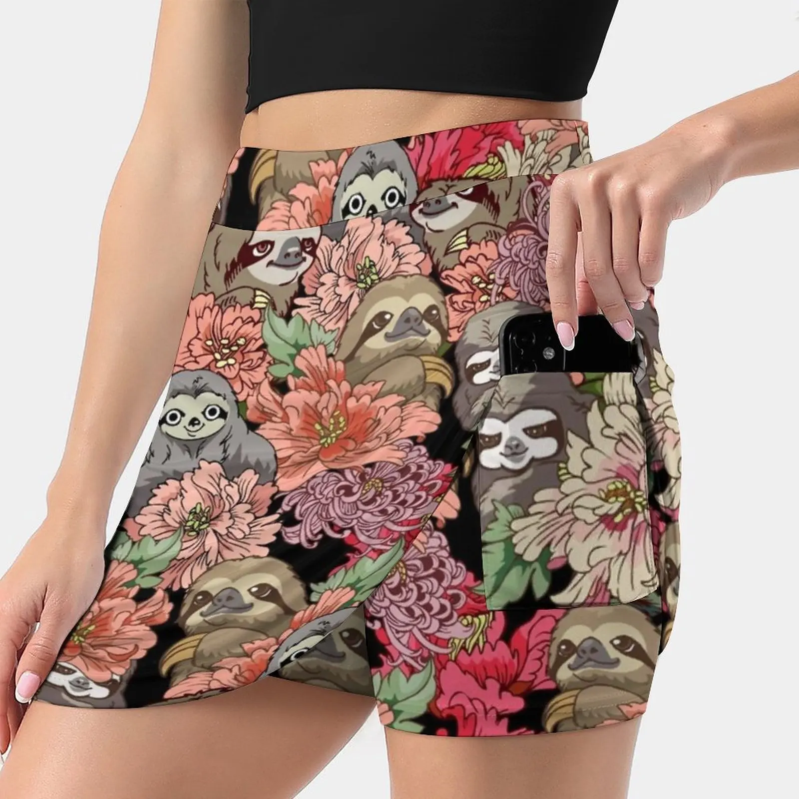 Weil Sloths Koreanische Mode Rock Sommer Röcke Für Frauen Licht Proof Hosen Rock Sloth Blume Botanische Muster Blüte