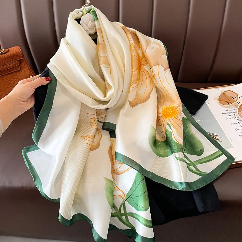 Frauen 180*90cm Mode schöne weiche Seide Schals weibliche Dame Schal Hijab Wrap Foulard Banda nna Schall dämpfer Strand Pareo