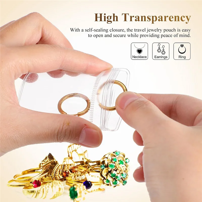 

SEWS-150Pcs Clear PVC Jewelry Bags Plastic Jewelry Pouches Rings Earrings Storage Bags Anti Tarnish Lock Bags