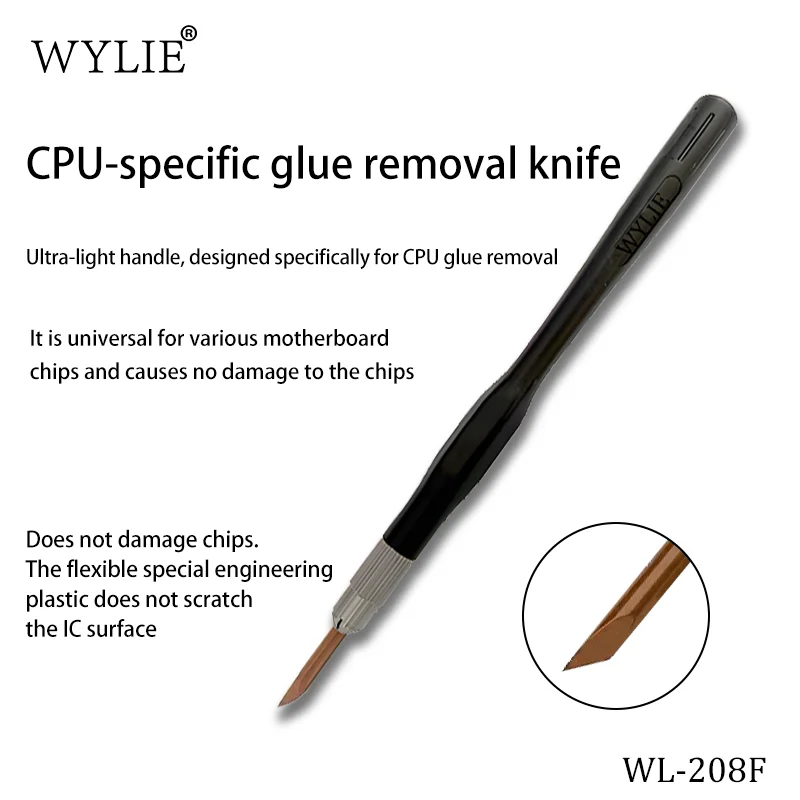 WYLIE WL-208F CPU Specific Glue Removal Knife Replaceable Cutter Head Flexible Material for IC Chip Repair Phone Motherboard