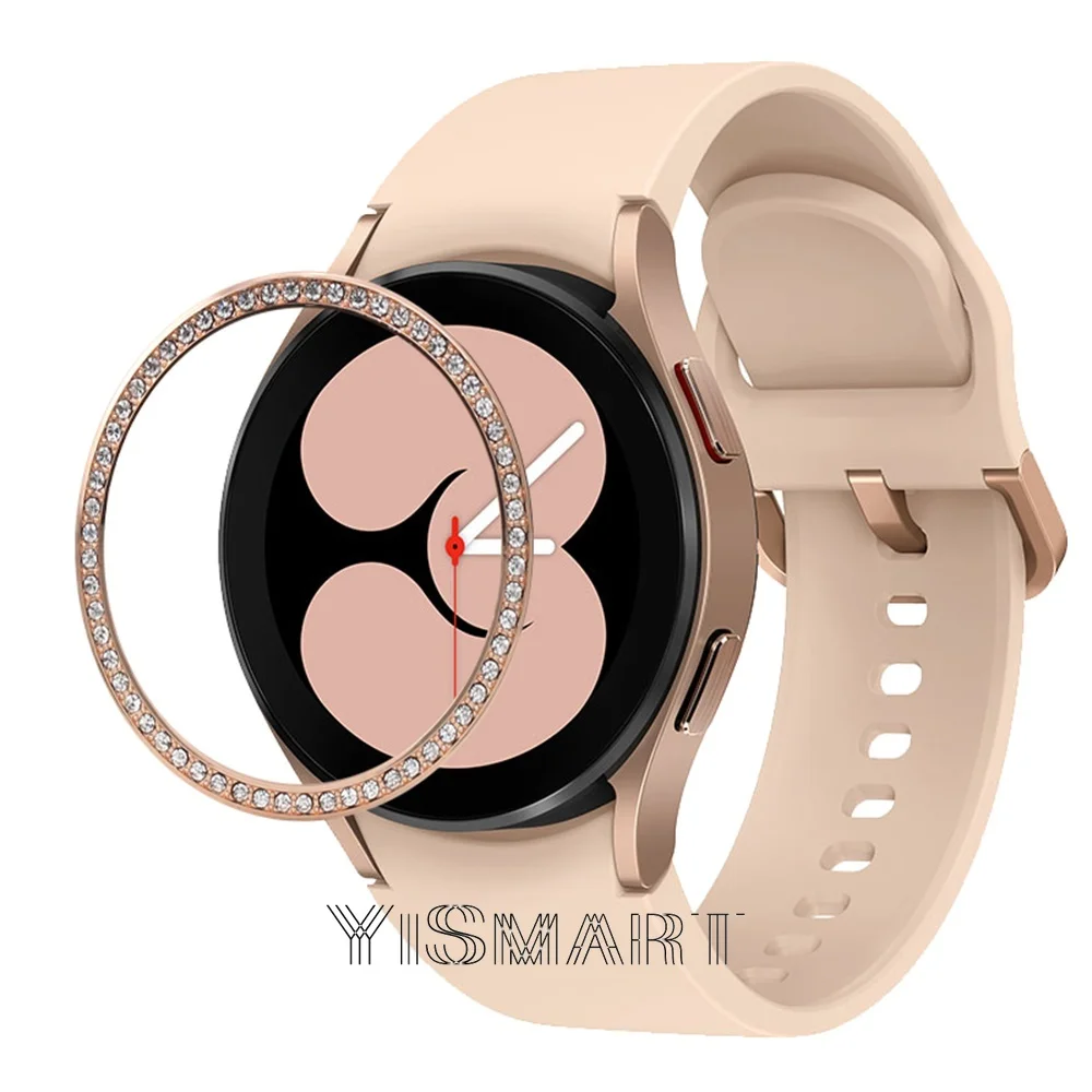 Moldura brilhante para samsung galaxy watch 4, 40mm 44mm, capa adesiva, anel, acessórios para smartwatch
