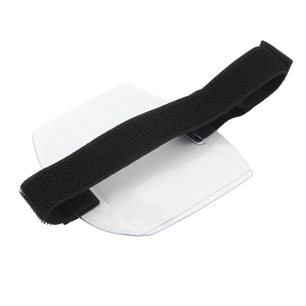 6Pcs PVC Armband Badge Holder Black Waterproof Arm Badge Holder Hook and Loop Fastener Transparent ID Card Holder Business