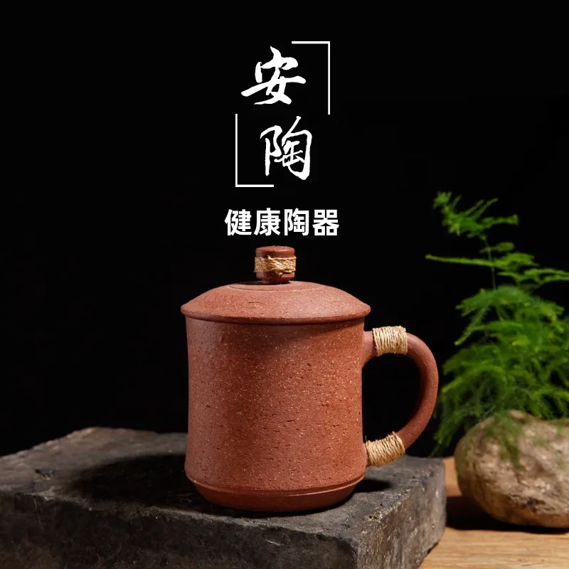 

Чайная чашка ручной работы RongChang TaoAn Tao из грубой керамики с крышкой, офисная чашка для владельца, не из фиолетового песка, в традиционном китайском стиле