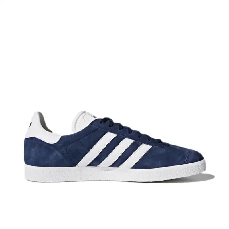 Adidas GAZELLE Lace Up Anti Slip, Wear-resistant, Comfortable and Casual Low Top Board Shoes for Men and Women in Blue and White