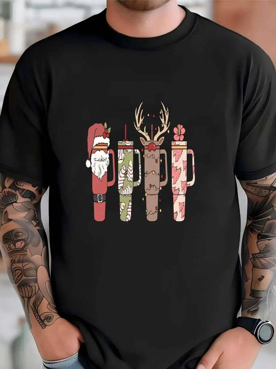 Mens Sweatshirt, Shirt, Worker Winter Snowman Latte Coffee Lover T-Shirt 100% Cotton Trendy Y2K Short-Sleeve Tee-Soft,