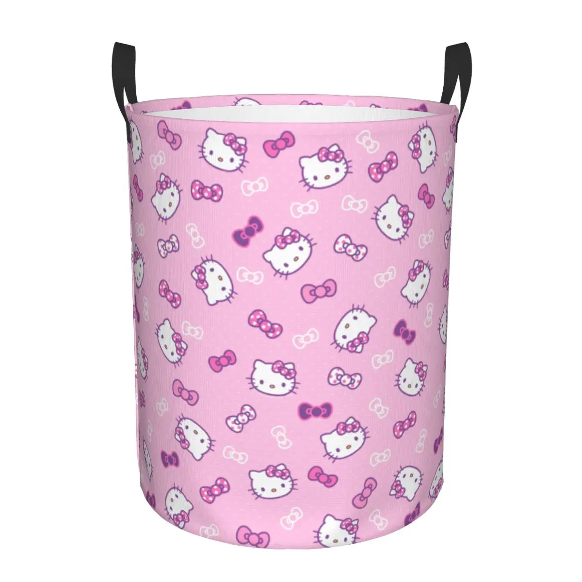 Custom Hello Kitty Anime Cat Laundry Basket Collapsible Manga Cartoon Baby Hamper for Nursery Toys Organizer Storage Bins