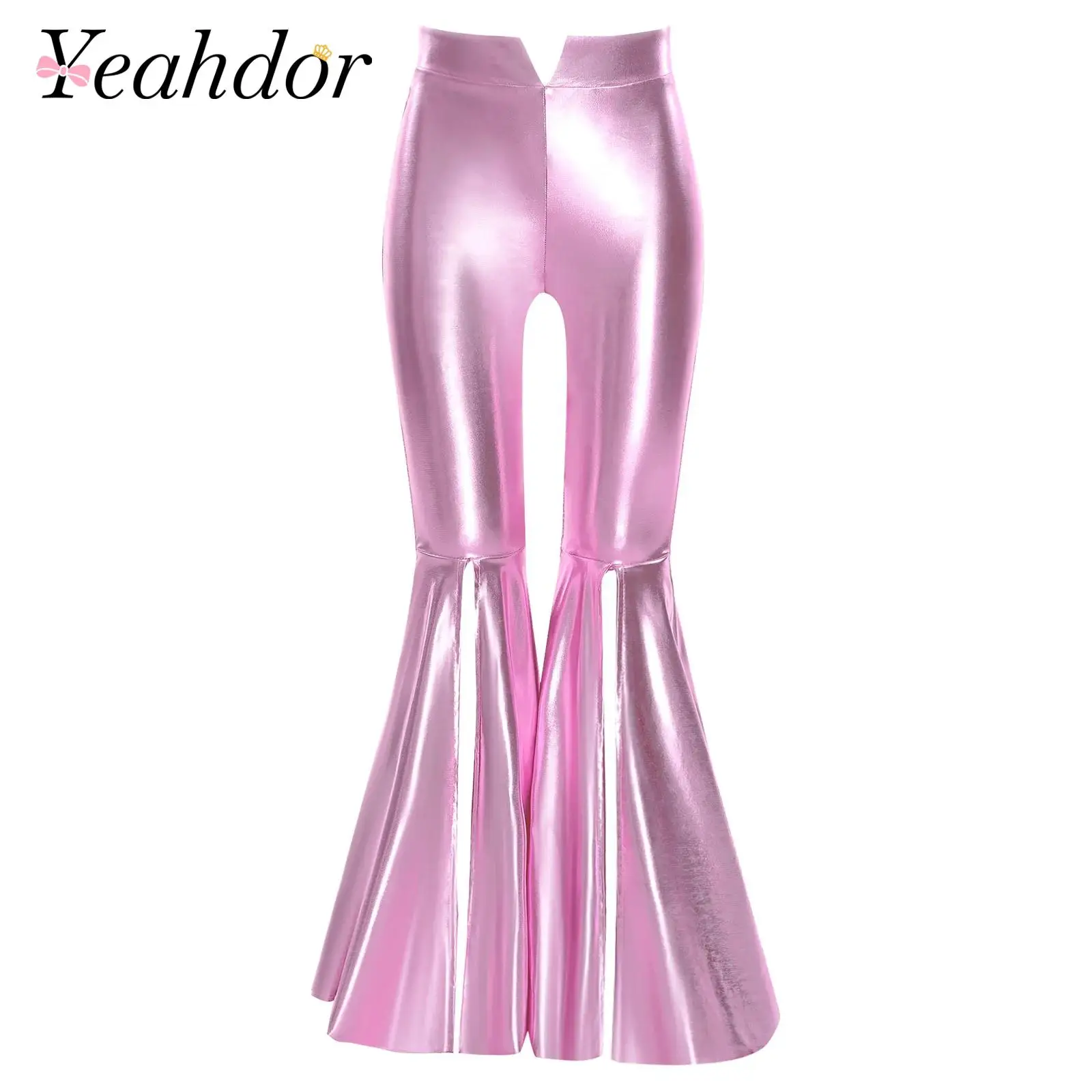 

Children's Pants Flares Kids Girls Split Bell-Bottom Fashion Metallic Pants Flared Trousers Stage Performance Jazz Dance Costume