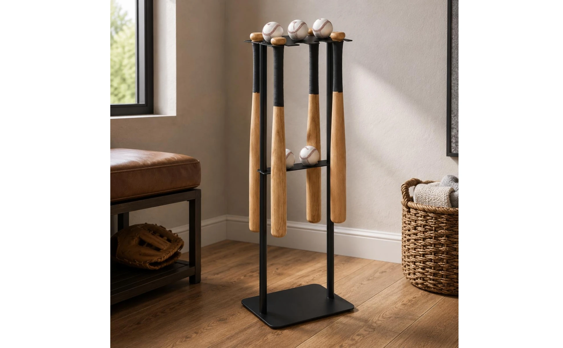 Metal Baseball Display Rack Mobile Baseball Club Storage Rack Floor Club Holder Free Standing Space Saving for Home Gym Metal Baseball Display Rack Mobile Baseball Club Storage Rack Floor Club Holder Free Standing Space Saving for Home Gym