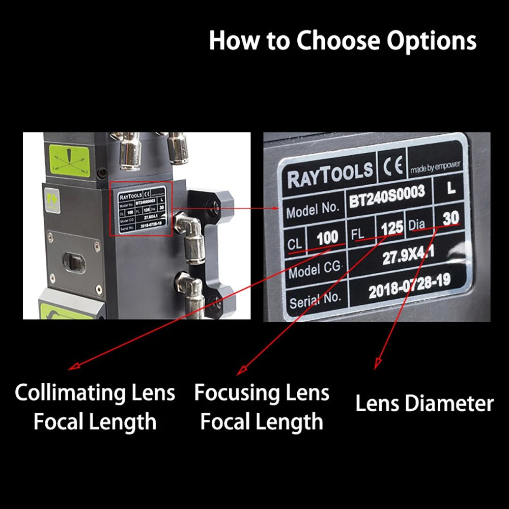 Raytools Original Laser-Kollimationslinse und Fokussierlinse mit Halterung für BM110 BT210 BT240 BM06K Faserlaser-Schneidkopf – Detail 3