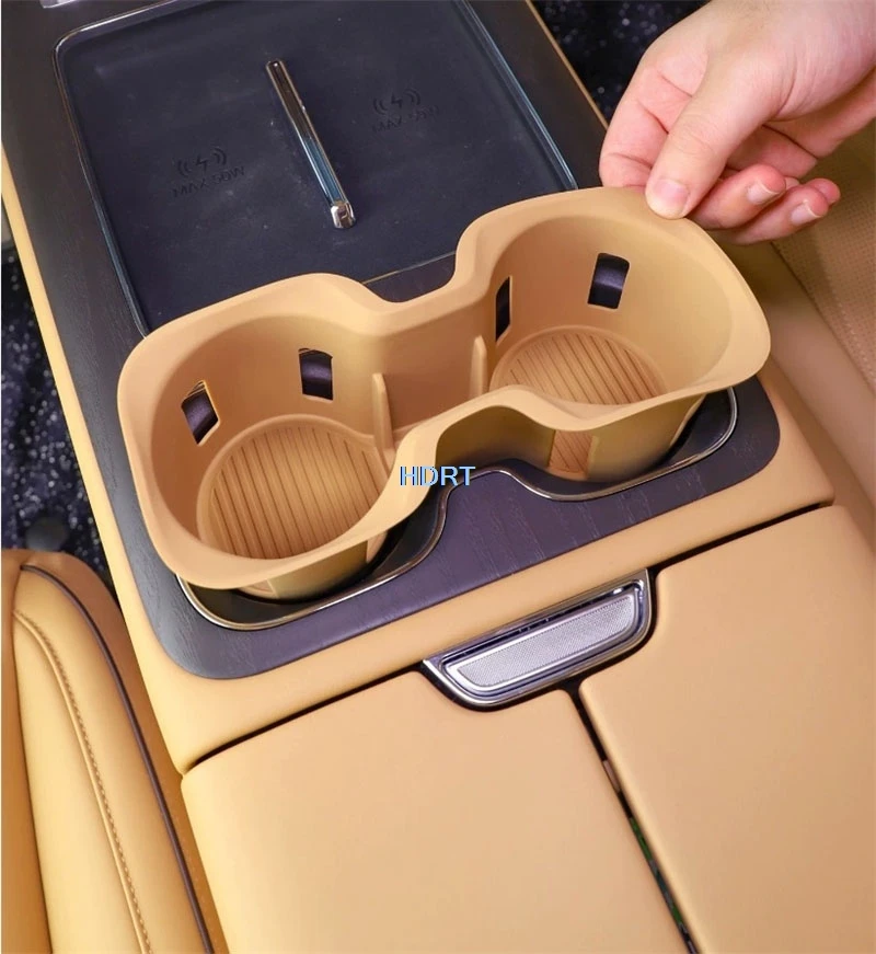 For BYD Denza D9 2th 2026 + Center Console Front Rear Water Cup Storage Box Dust Proof Pad Car Styling Organizer Container Cover