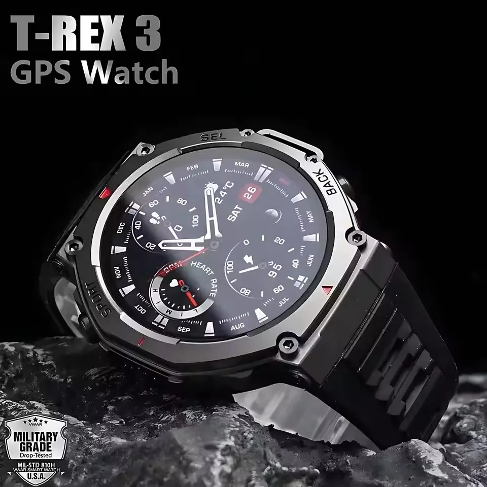 

Новые для Huawei Xiaomi T-REX 3 Ultra Military GPS Смарт-часы 5ATM IP69K Водонепроницаемые часы 170+ Спортивные HD-вызовы Мужские уличные часы