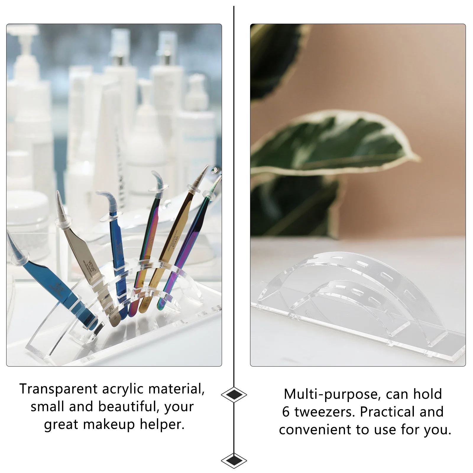 

1Pcs Acrylic Eyelashes Tweezers Rack Transparent Makeup Tool Stand for Eyelash Extension Storage Holder 6 Holes Organizer