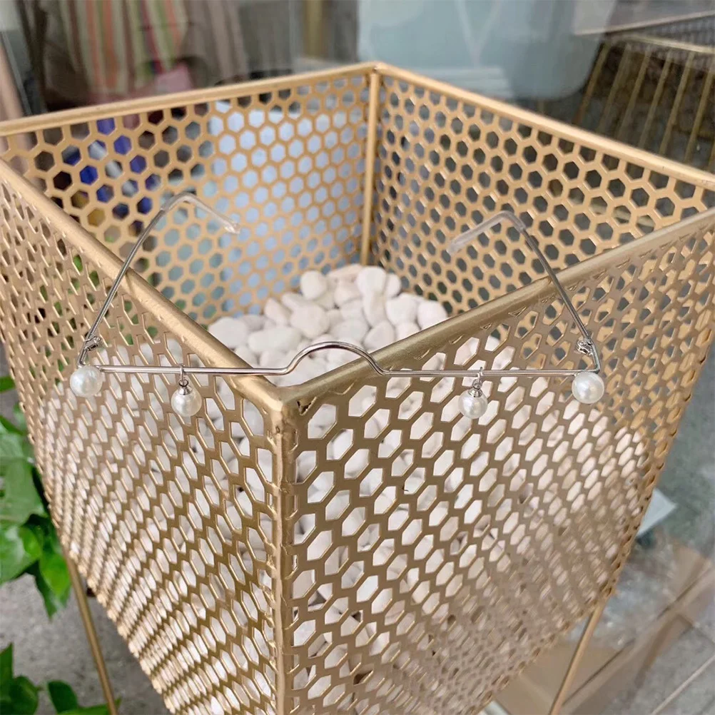 

1Pcs Metal Eyeglasses Frame No Lens Pearl Embellished Photo Holder Photo Props Birthday Party No Lens Eyeglasses