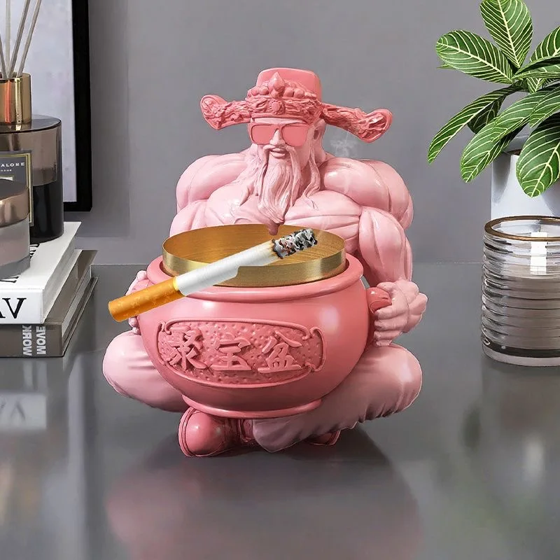 Muscle God of Wealth Statue Ashtray, Home Decoration, Living Room, Dining Table, Treasure Fortune Ashtray, Cigarette Accessories