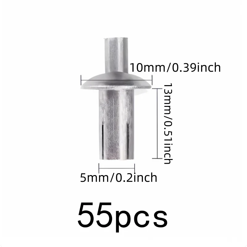 55 pcs 5*13mm Metal Drive Fasteners, Rust Resistant Metal and No Special Tools Required, ideal for Sheet Metal Joining