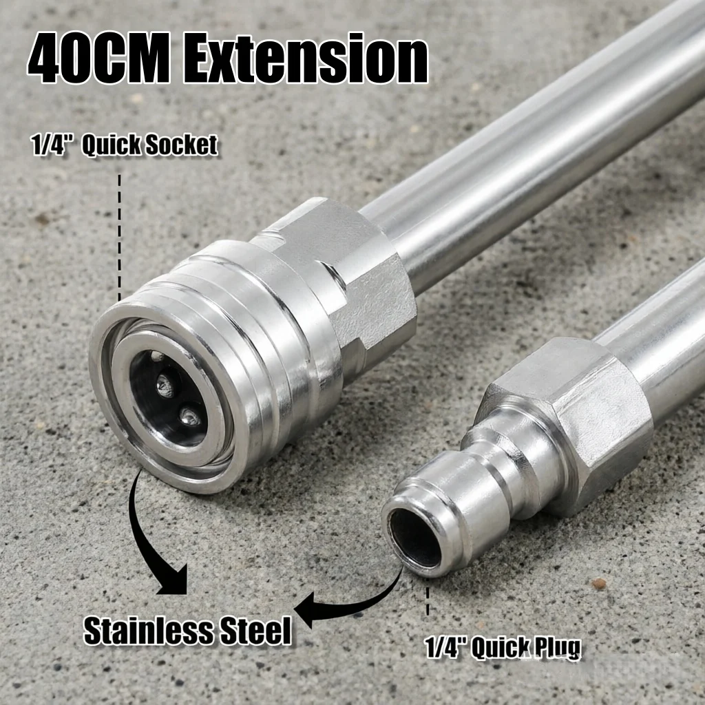 Car Wash Extension Wand Stainless Steel With 1/4