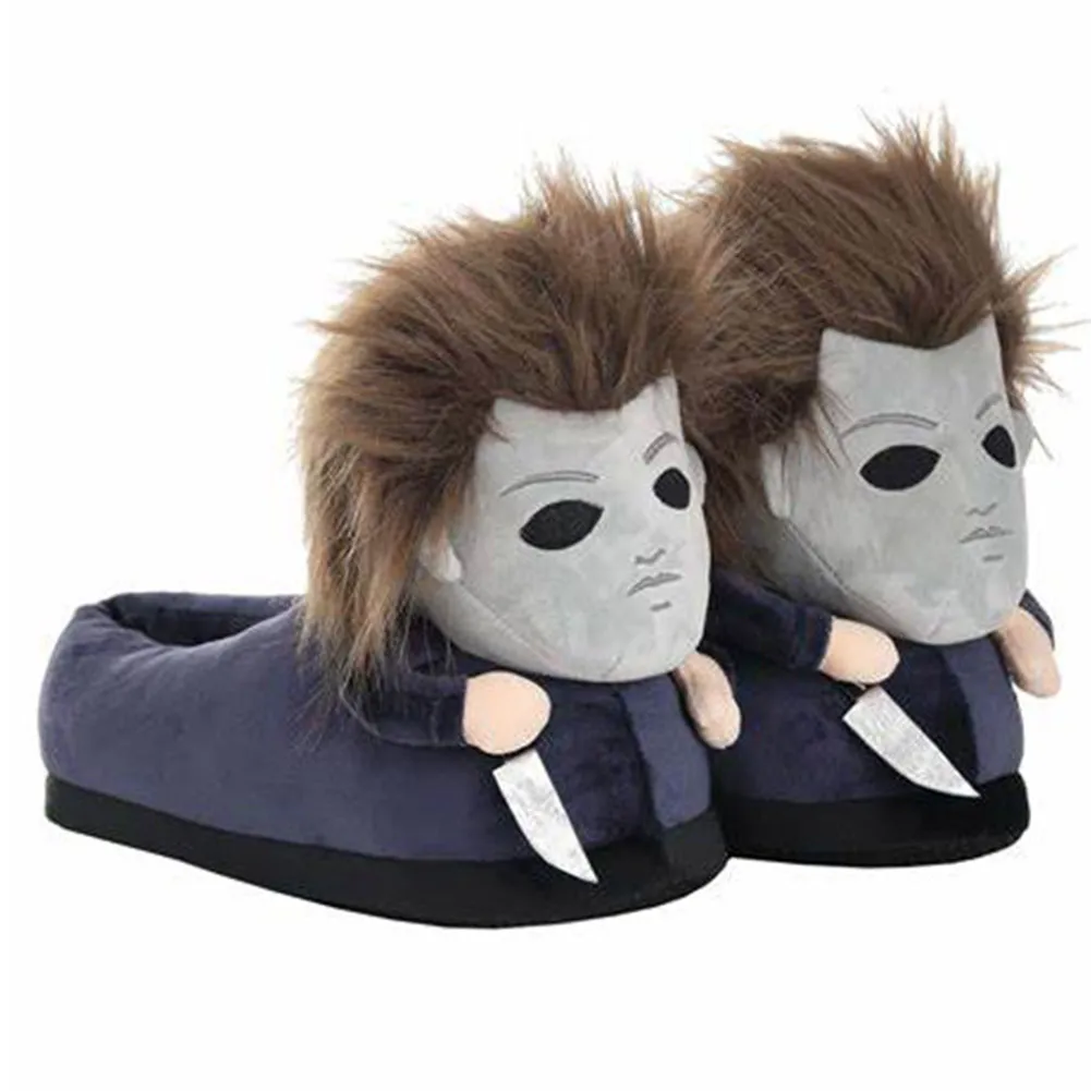 Coppia pantofole invernali in peluche Michael Cosplay Myers scarpe decorazioni per adulti film Halloween uccide fantasia accessori per costumi di Halloween