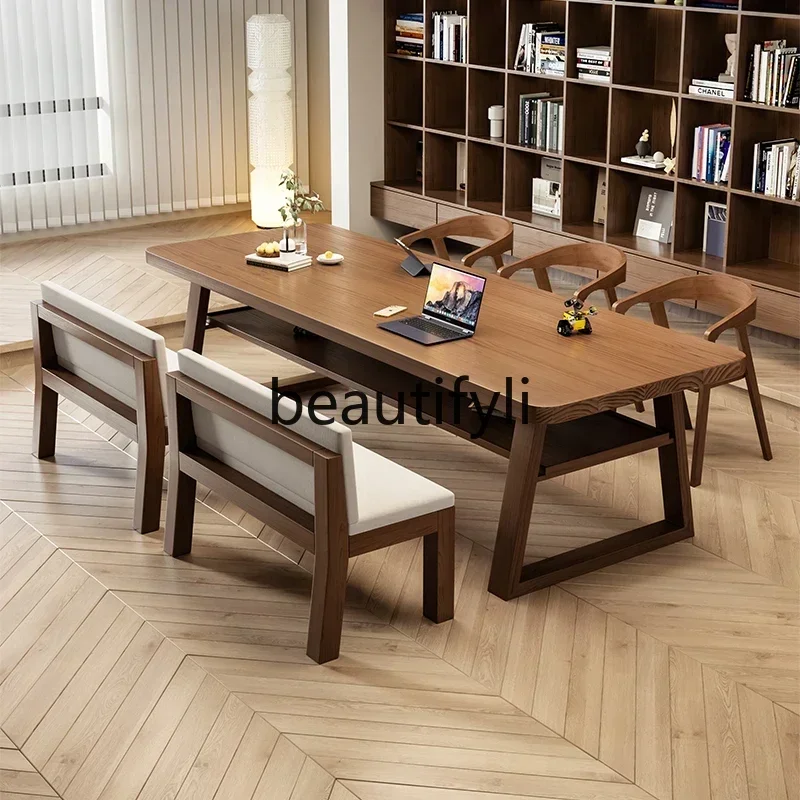 

Asmt14 New Solid wood living room large desk reading study table household large board table workbench one-word long table