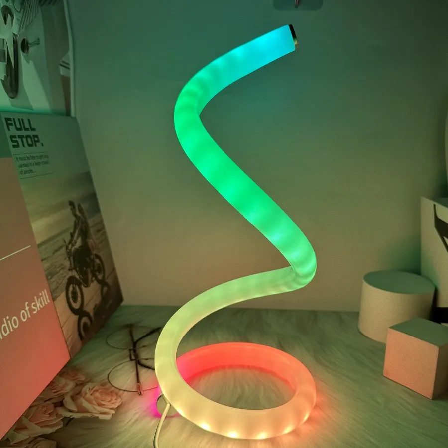 1PC Color-changing LED Fan Light with 36 Modes, Acrylic Spiral with No Bottom, Medium-sized Desk Lamp, Ambient Light, Fan Light