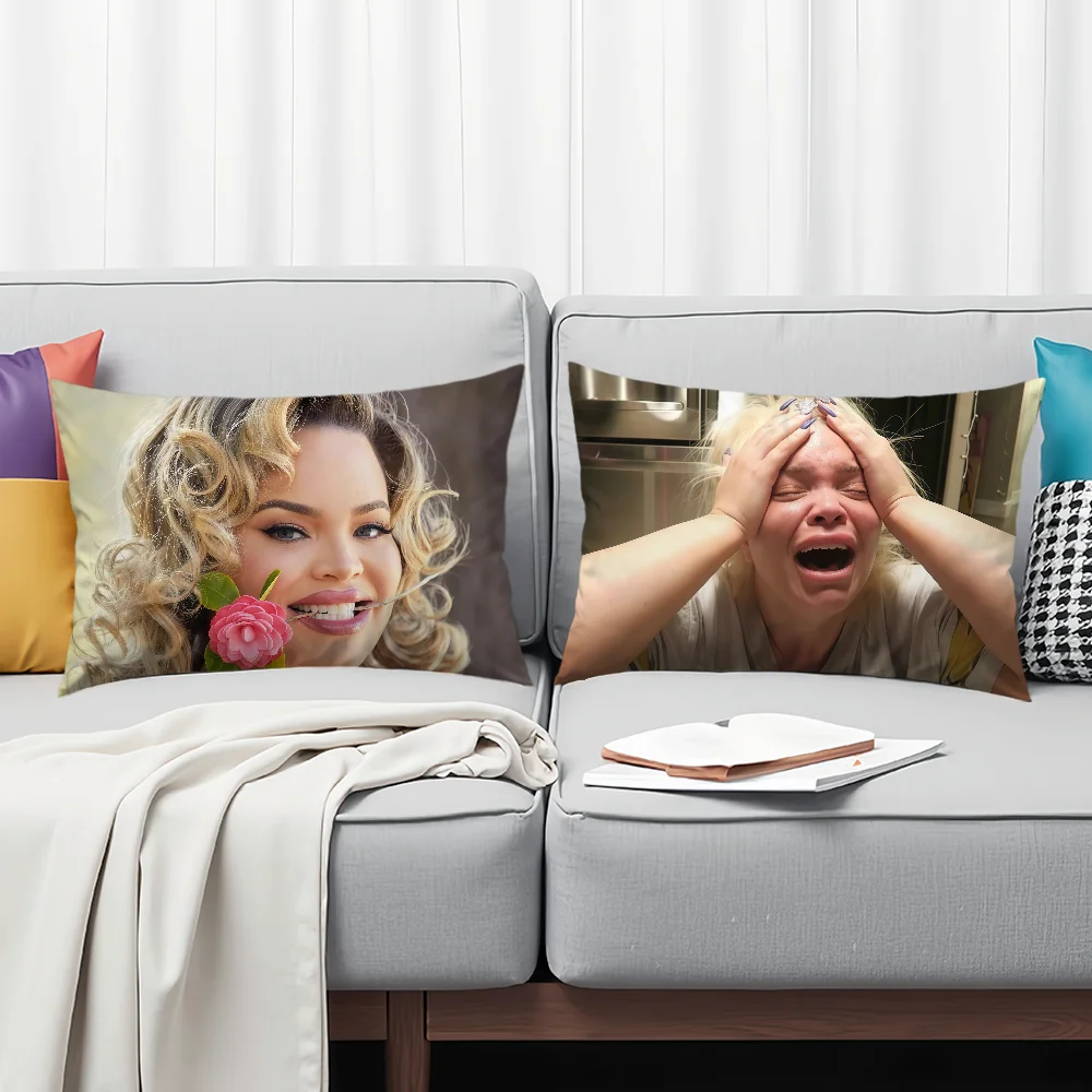 Meme Fun Art T-Trisha Paytas Rectangle Pillowcover Home Sofa Living Room Dorm Bedside Hogar Pillowcase Party Gift