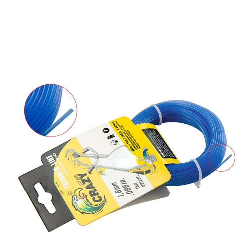 Línea de corte de hilo redondo de 15m de 1,3mm/1,6mm/2,0mm de diámetro, línea de césped de nailon que se adapta a la mayoría de los tipos de