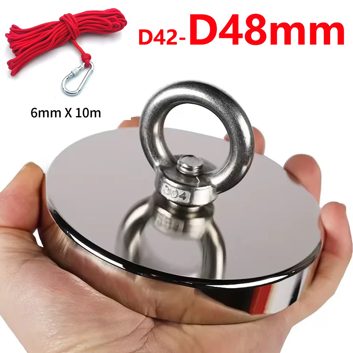 Super Strong Fishing Magnets, Heavy Duty Salvage Searcher, Powerful Search Magnet with Eyebolt For Salvage Magnetic Fishing,42mm