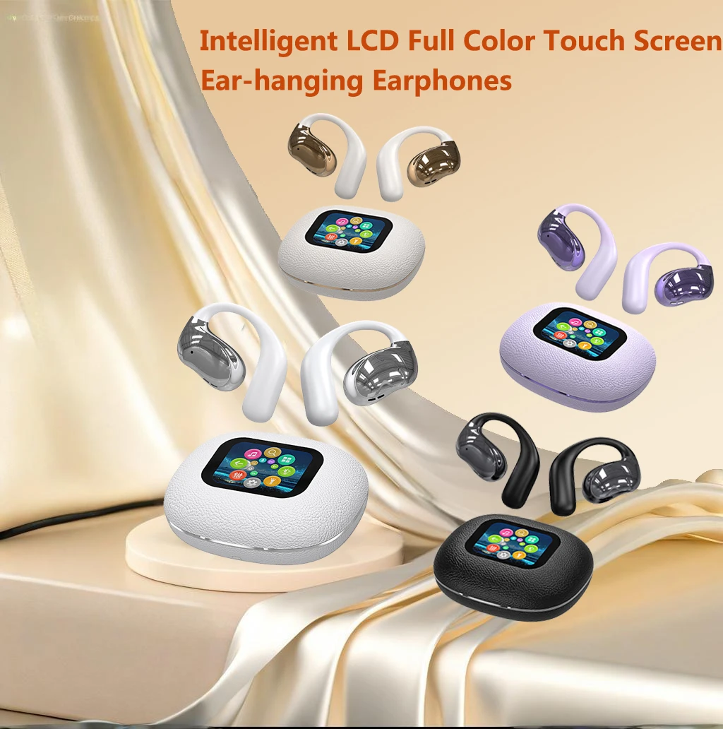 

New Intelligent LCD Full Color Touch Screen Ear-hanging Earphones IPX5 Waterproof Run Sports Noise Reduction Bluetooth Earbuds